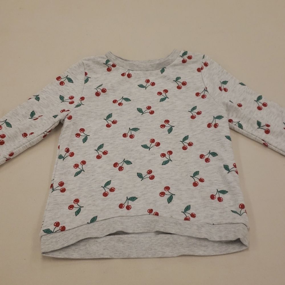 H&M cherry oatmeal grey long sweatshirt 4-6